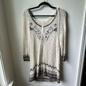 Free People Baja Pullover Hooded Knit Tunic | size M